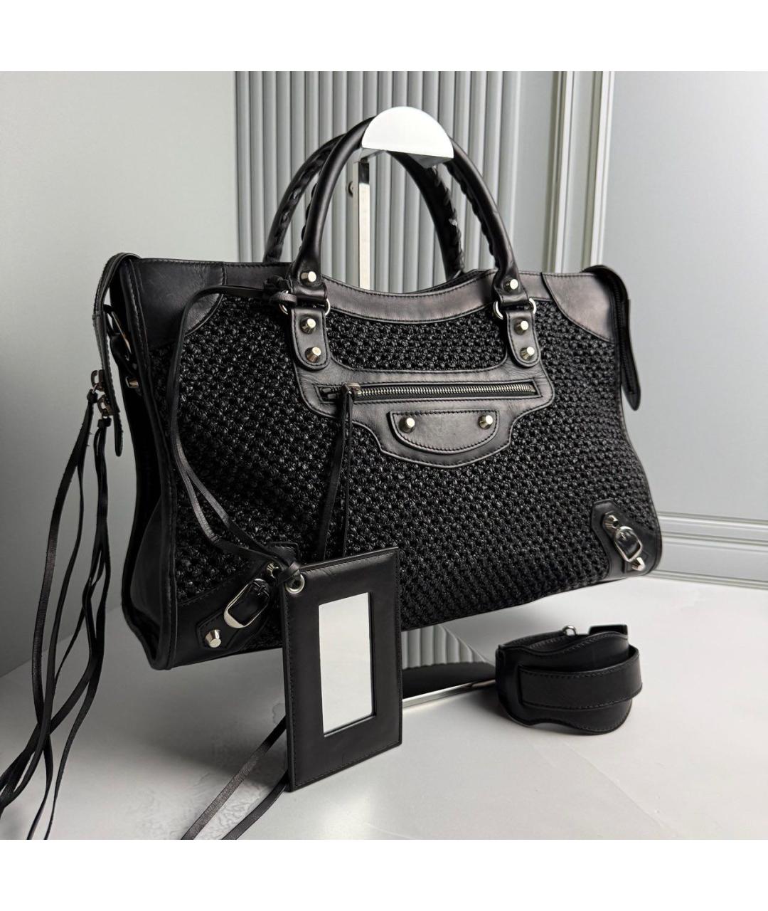 BALENCIAGA Черная кожаная сумка с короткими ручками, фото 3