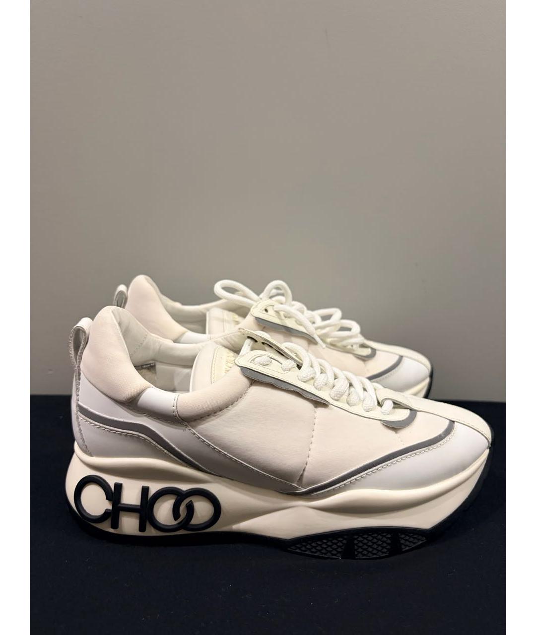 JIMMY CHOO Белые кожаные кроссовки, фото 5