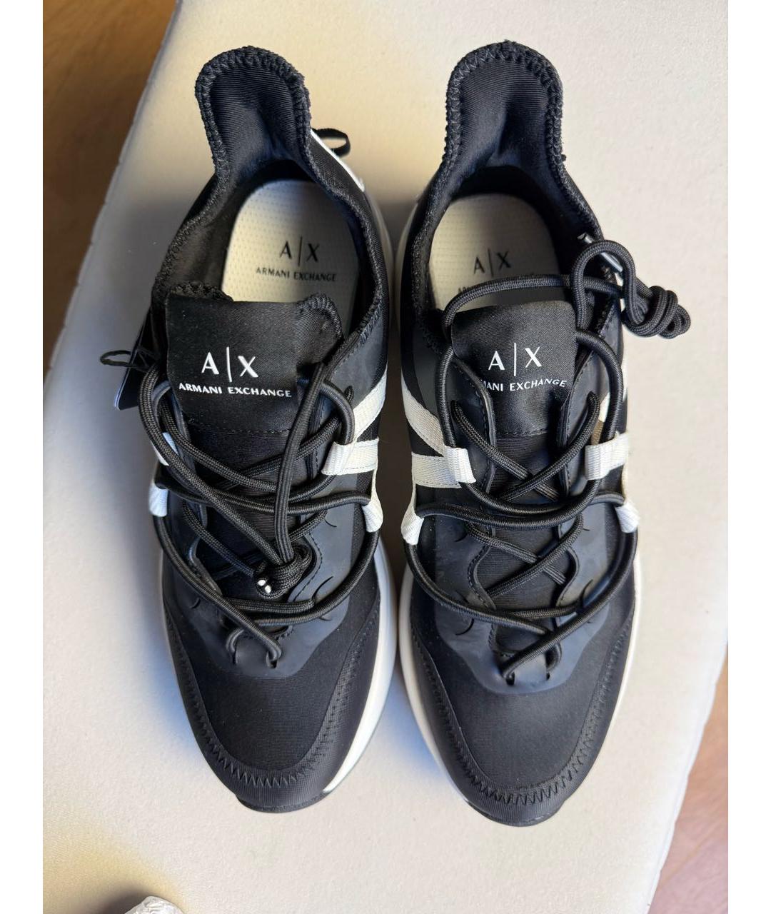 ARMANI EXCHANGE Черные текстильные низкие кроссовки / кеды, фото 3