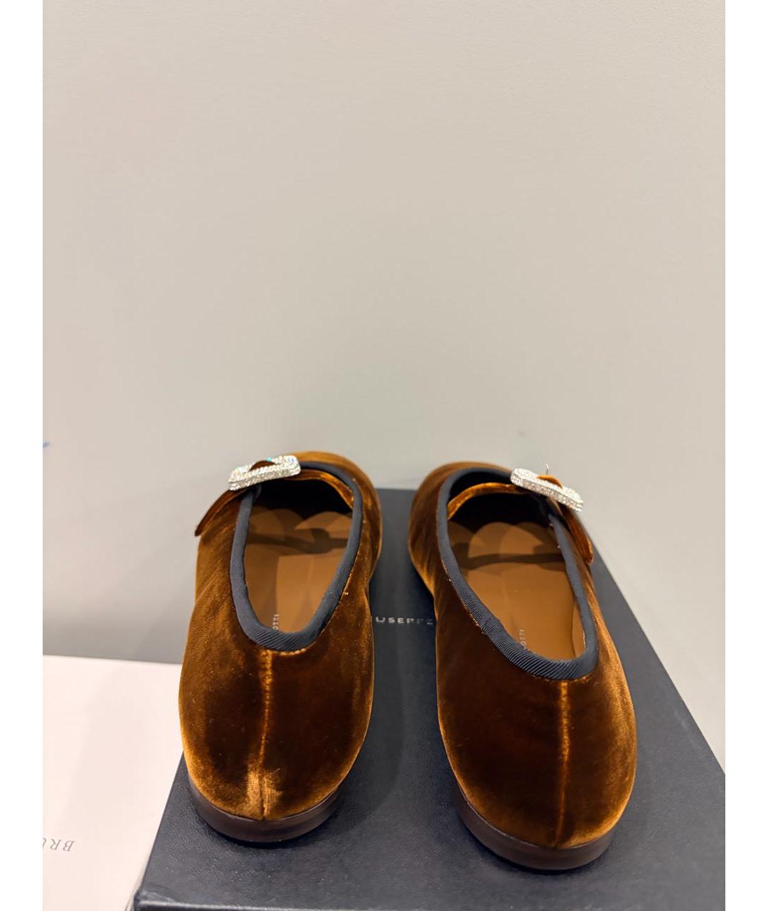 GIUSEPPE ZANOTTI DESIGN Коричневые бархатные балетки, фото 4