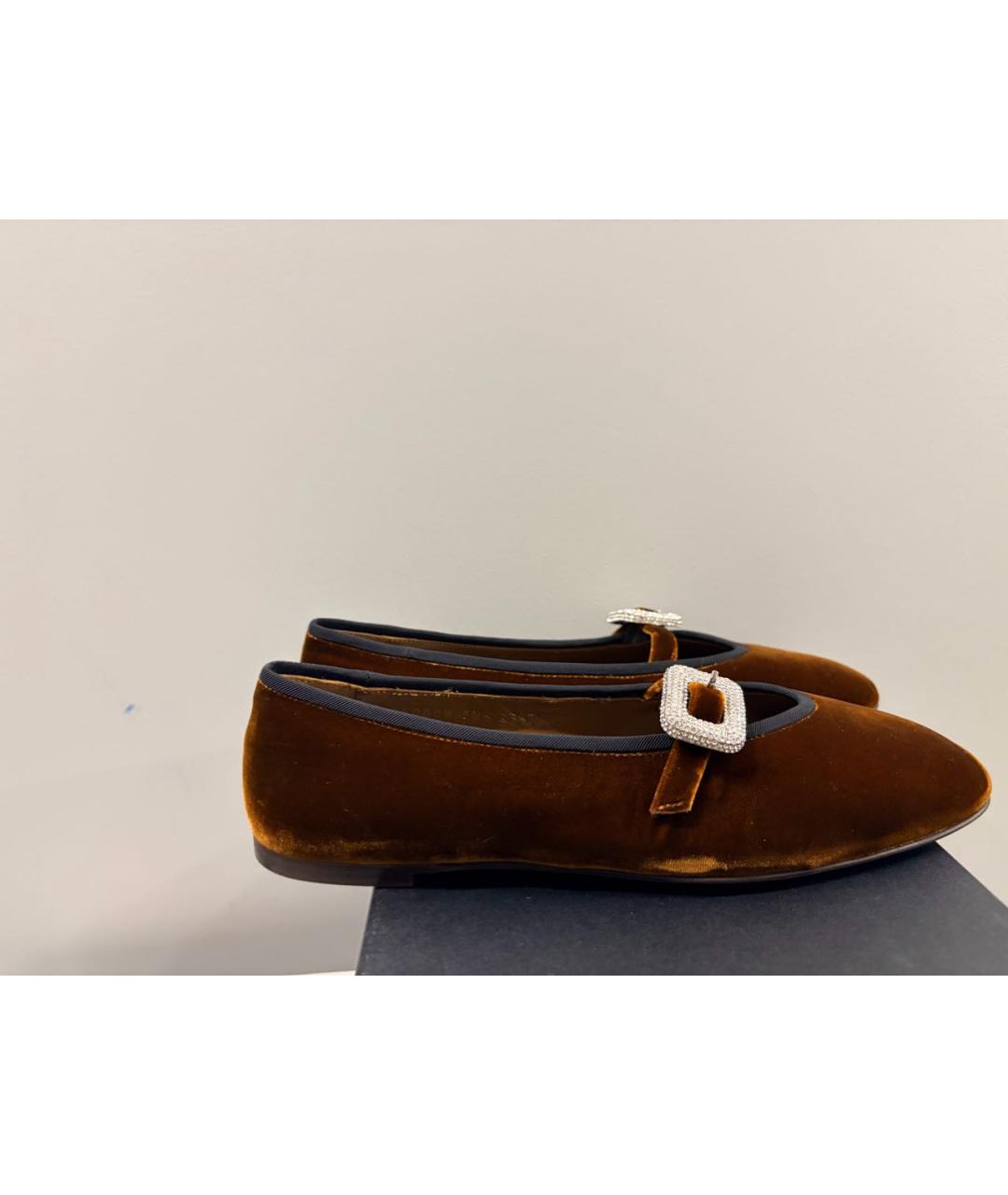 GIUSEPPE ZANOTTI DESIGN Коричневые бархатные балетки, фото 5
