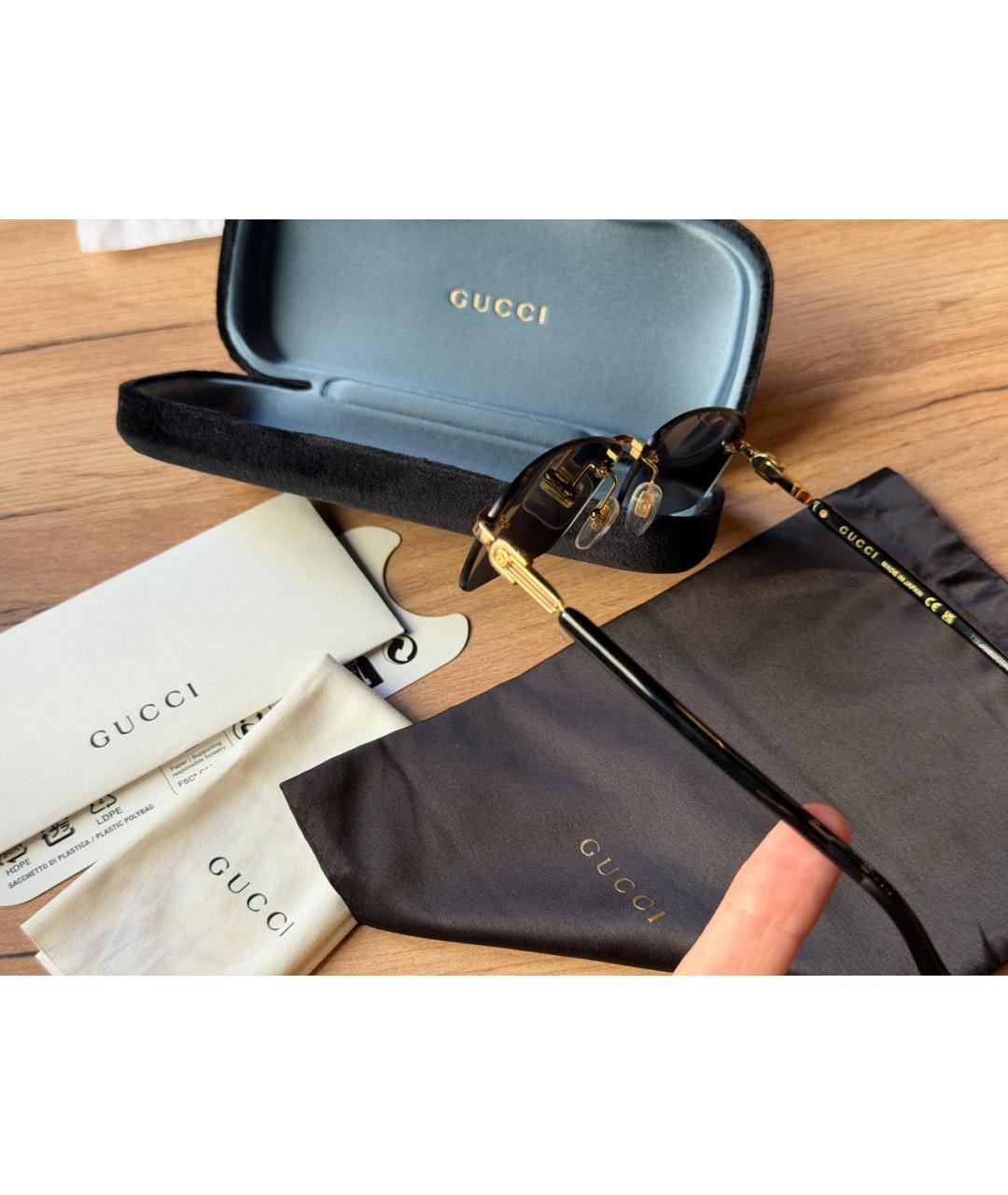 GUCCI Черные металлические солнцезащитные очки, фото 8