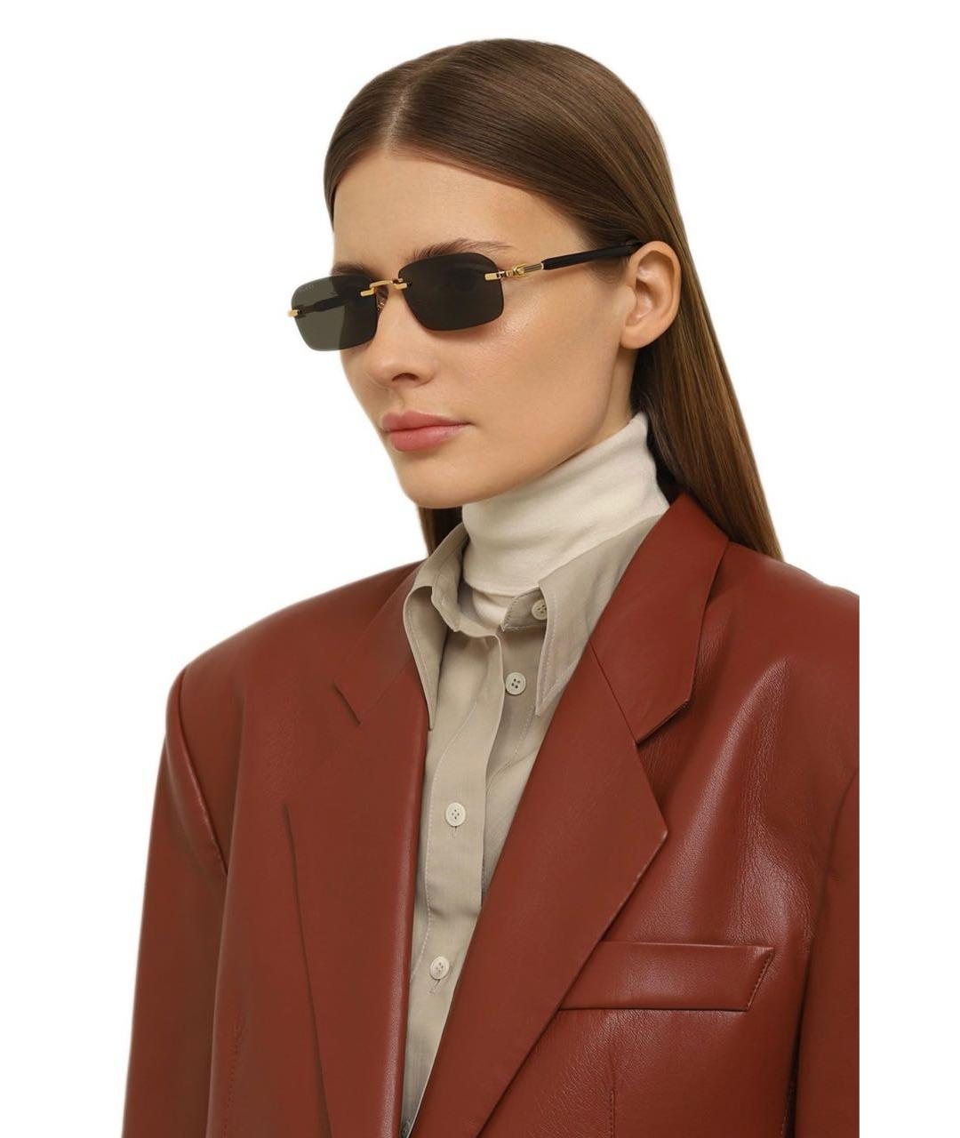 GUCCI Черные металлические солнцезащитные очки, фото 5