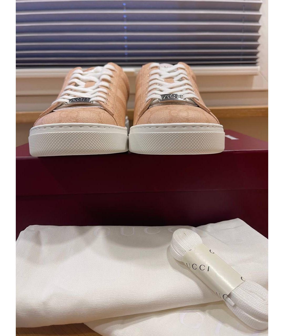 GUCCI Бежевые кожаные кеды, фото 3