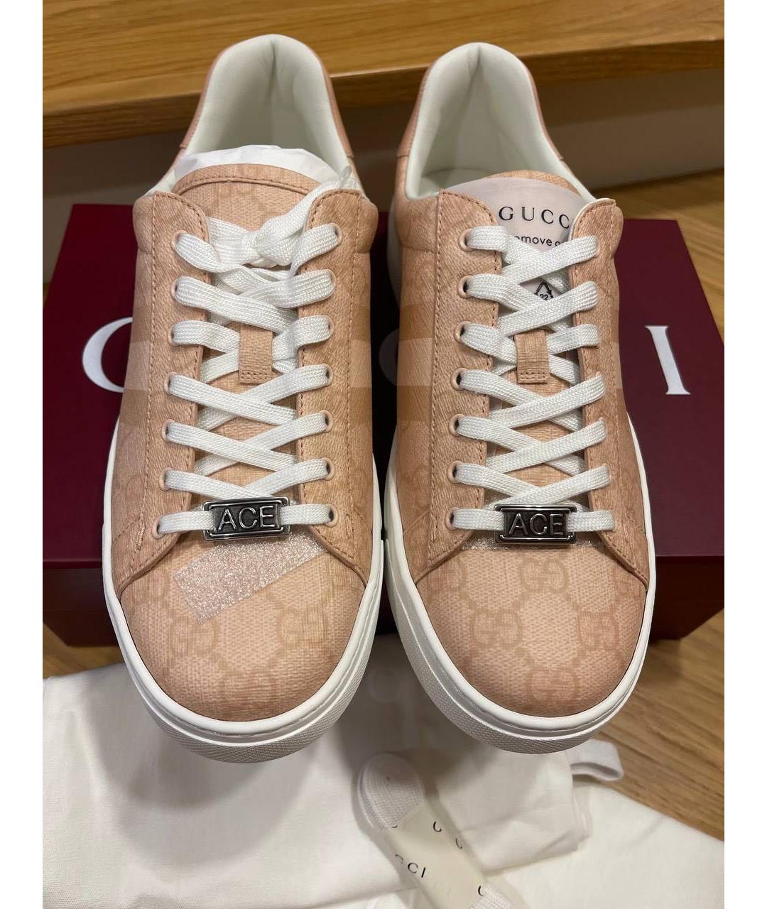 GUCCI Бежевые кожаные кеды, фото 2
