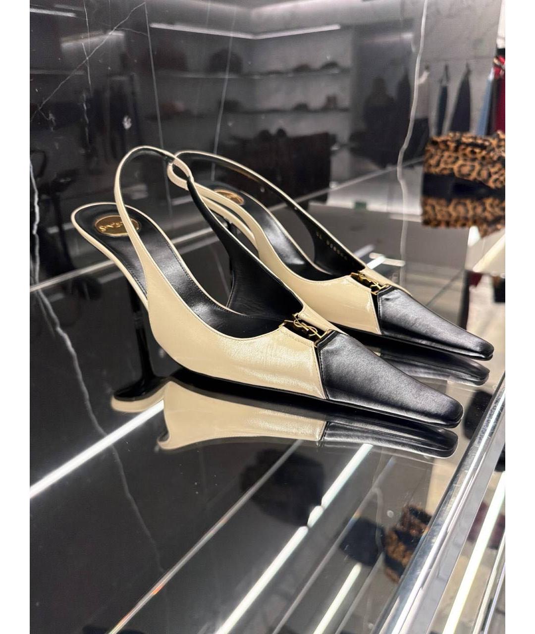 SAINT LAURENT Бежевые кожаные туфли, фото 4