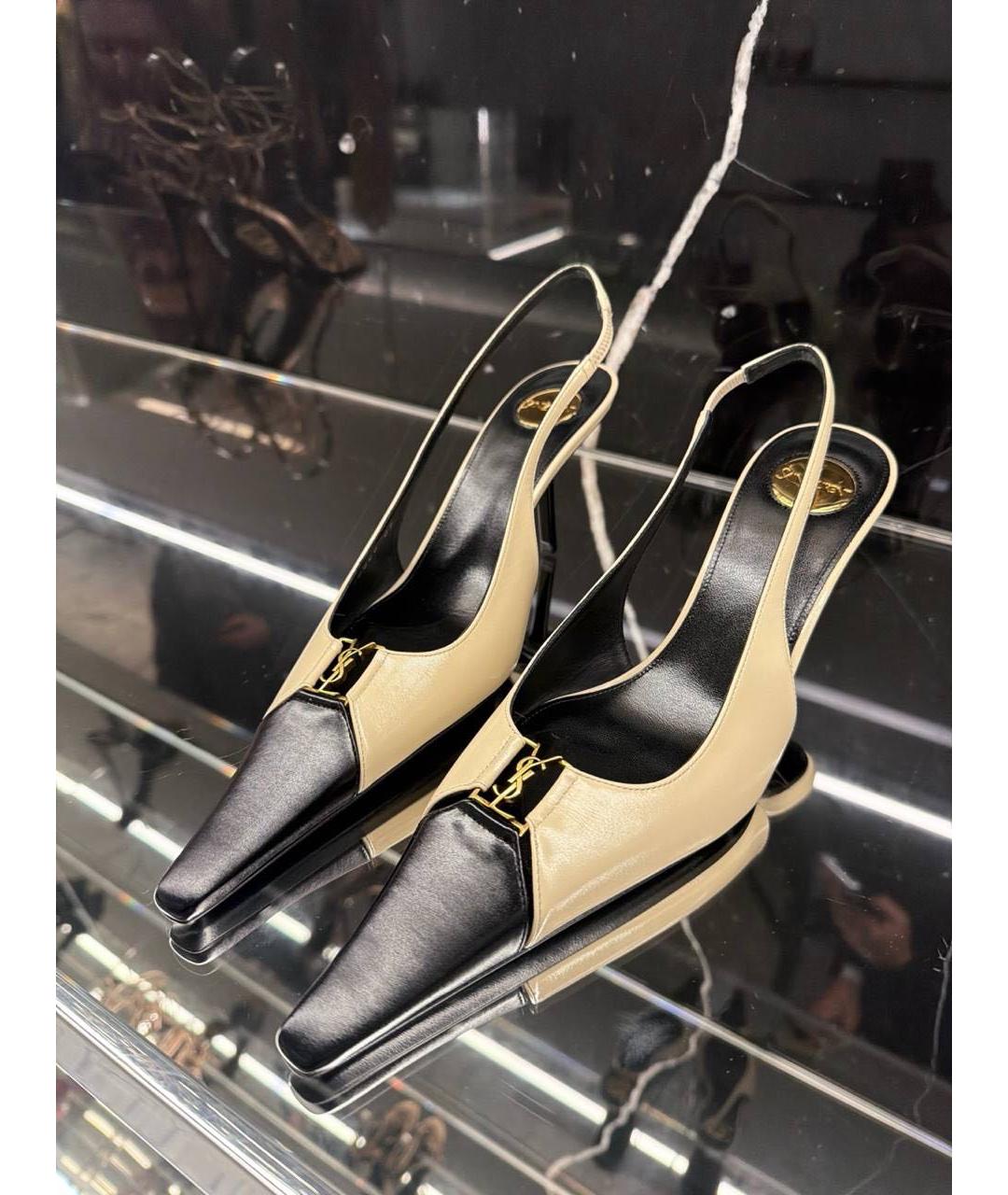 SAINT LAURENT Бежевые кожаные туфли, фото 3
