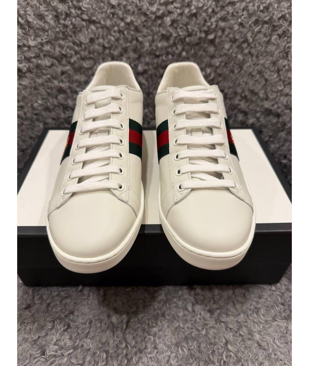 GUCCI Белые кожаные кеды, фото 2