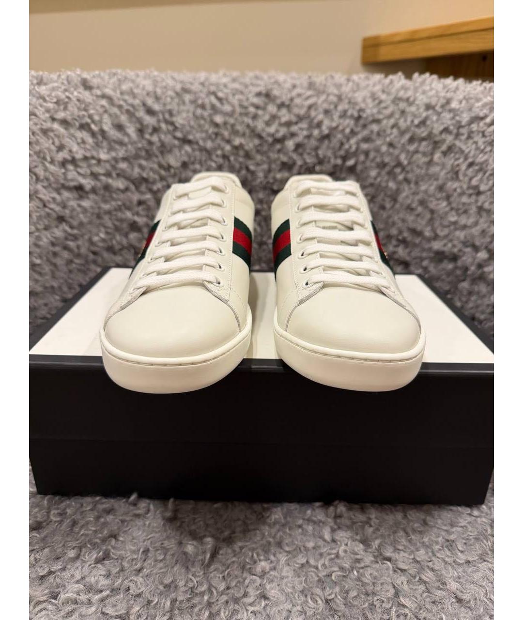 GUCCI Белые кожаные кеды, фото 3
