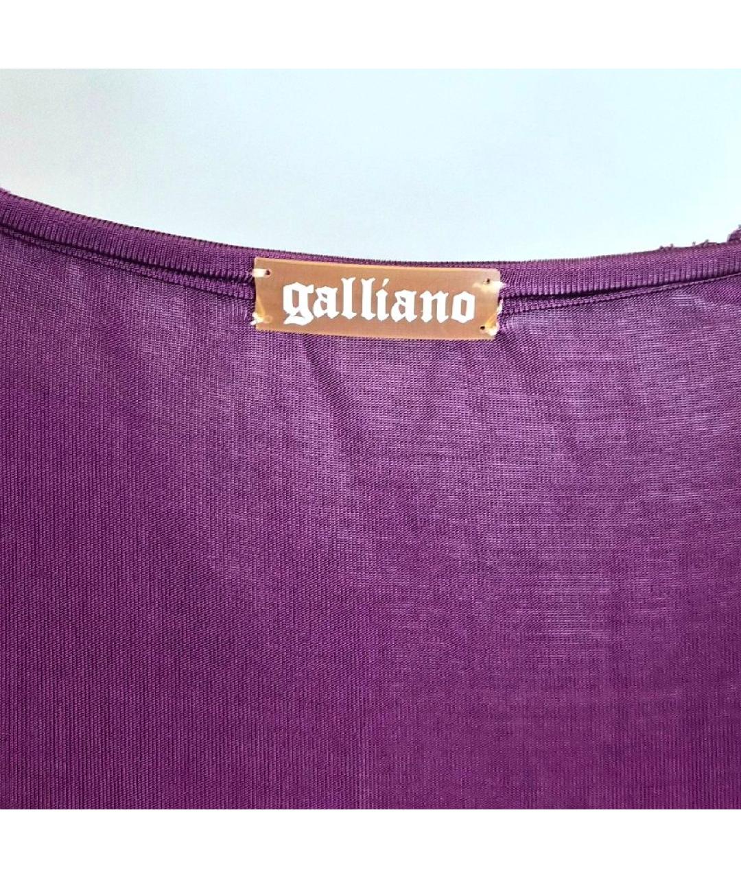 JOHN GALLIANO Фиолетовое вискозное повседневное платье, фото 3