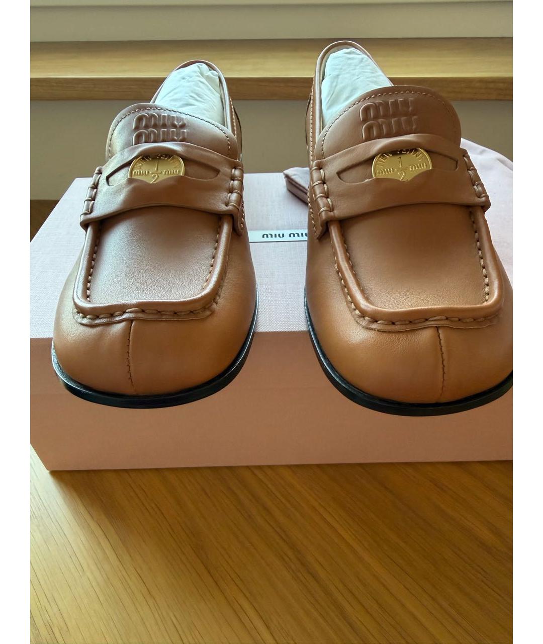 MIU MIU Коричневые кожаные лоферы, фото 2