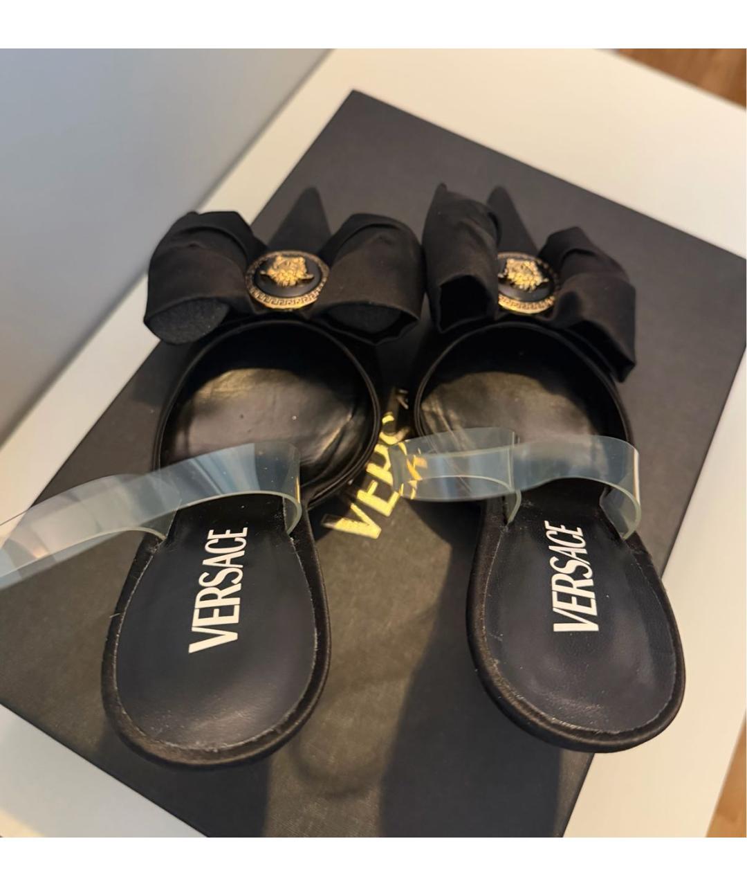 VERSACE Черные текстильные туфли, фото 4