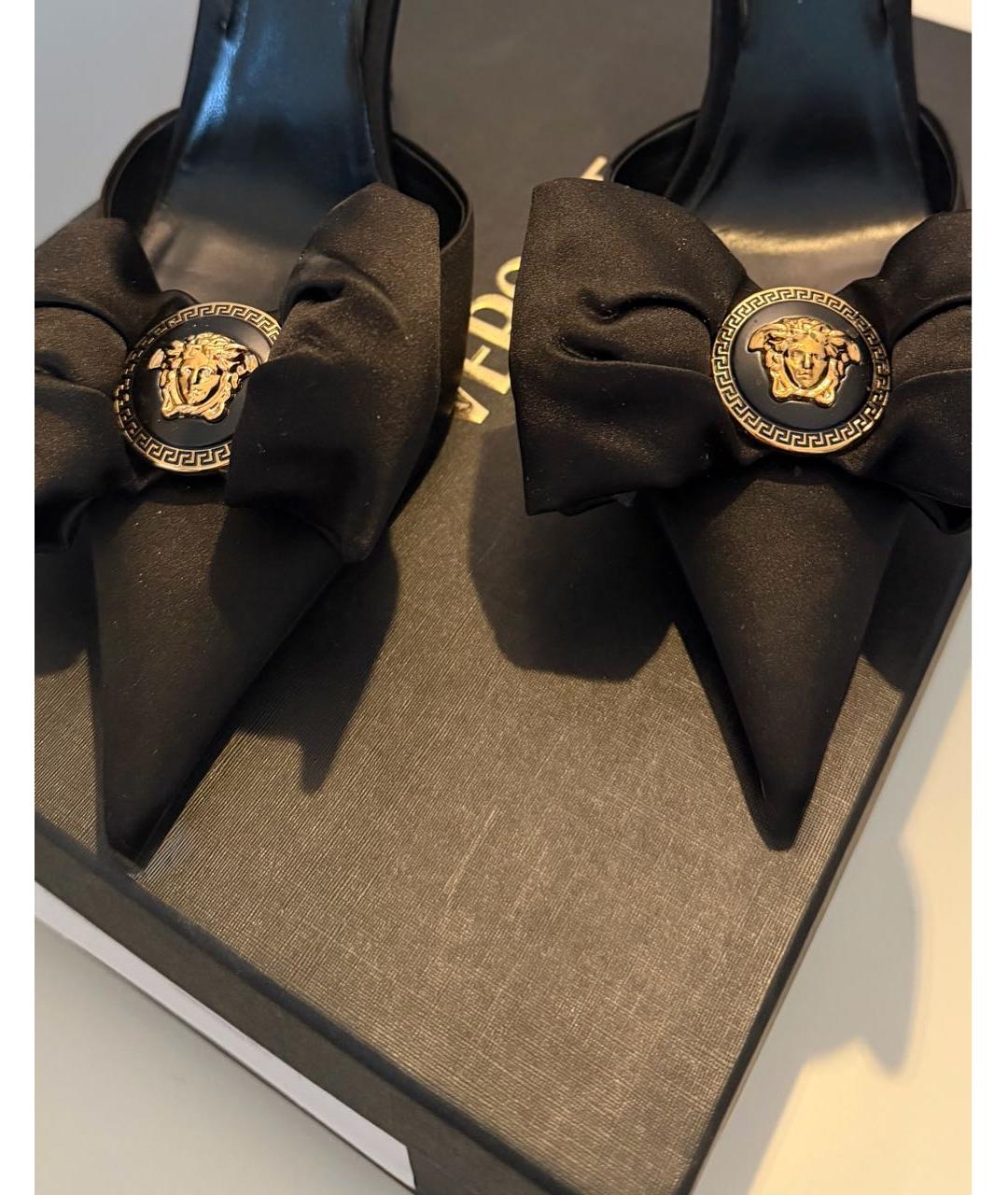 VERSACE Черные текстильные туфли, фото 6