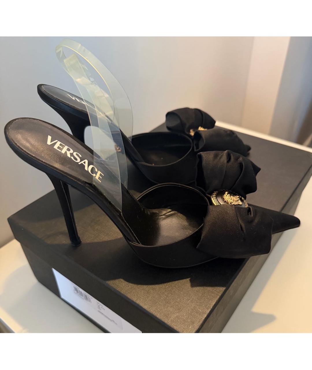 VERSACE Черные текстильные туфли, фото 8