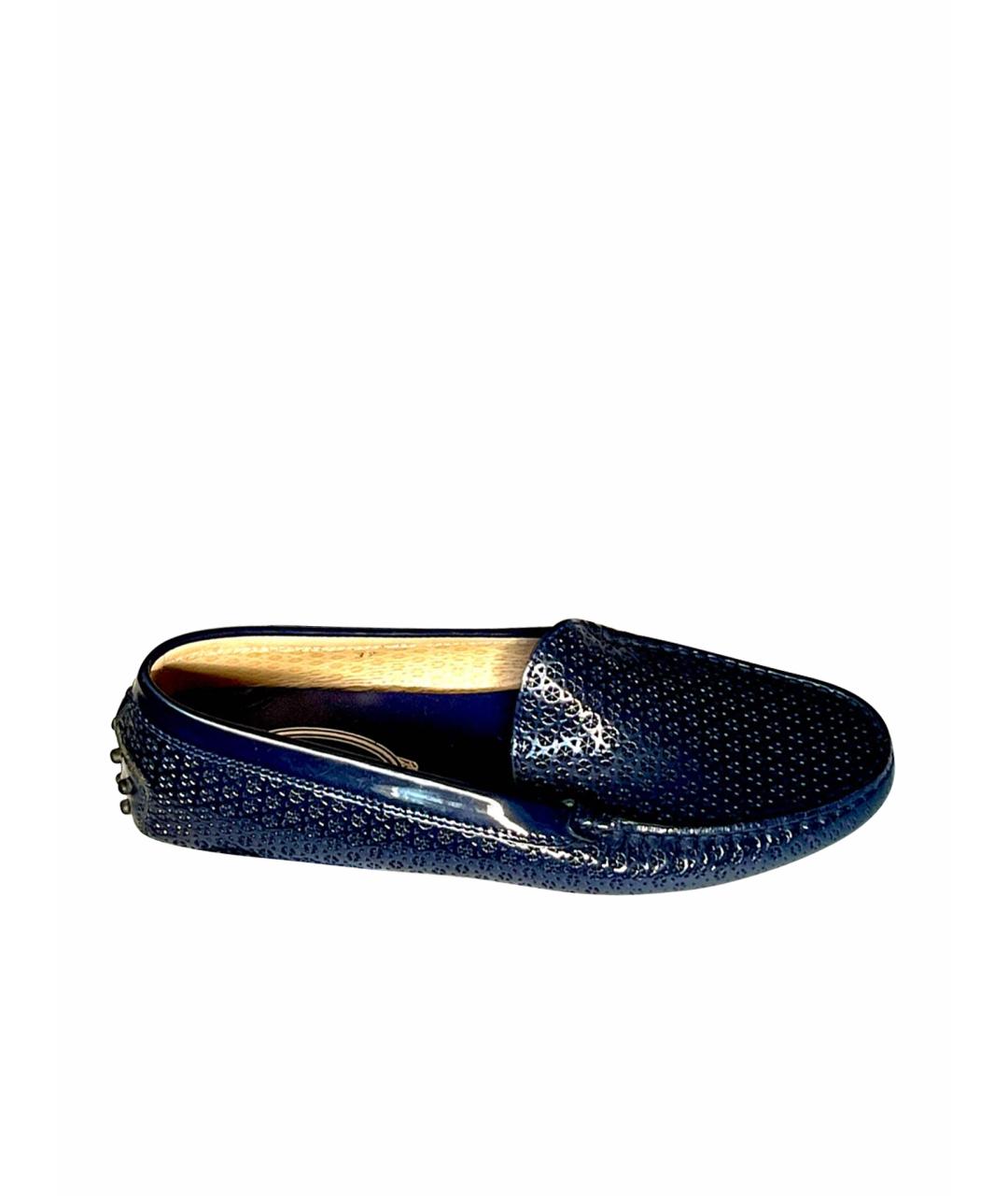 TOD'S Темно-синие кожаные мокасины, фото 10