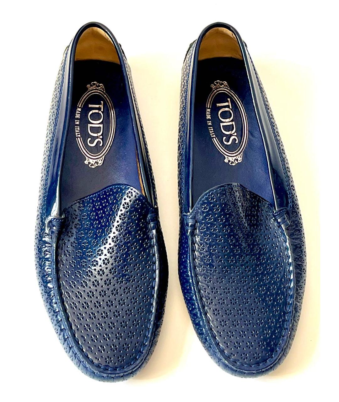 TOD'S Темно-синие кожаные мокасины, фото 2