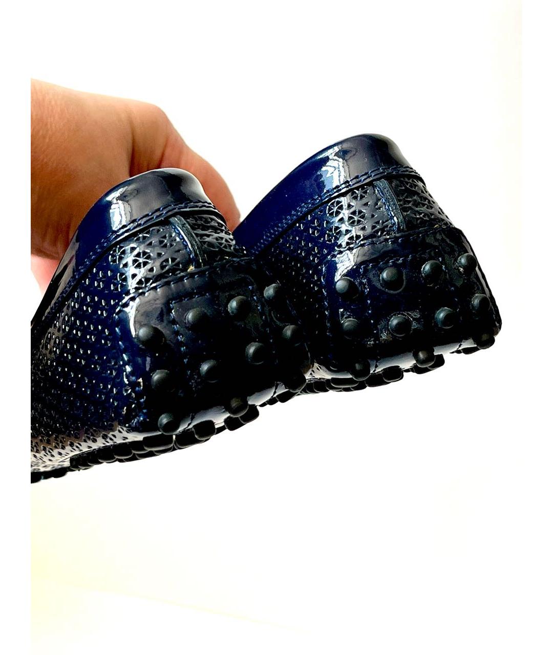 TOD'S Темно-синие кожаные мокасины, фото 4