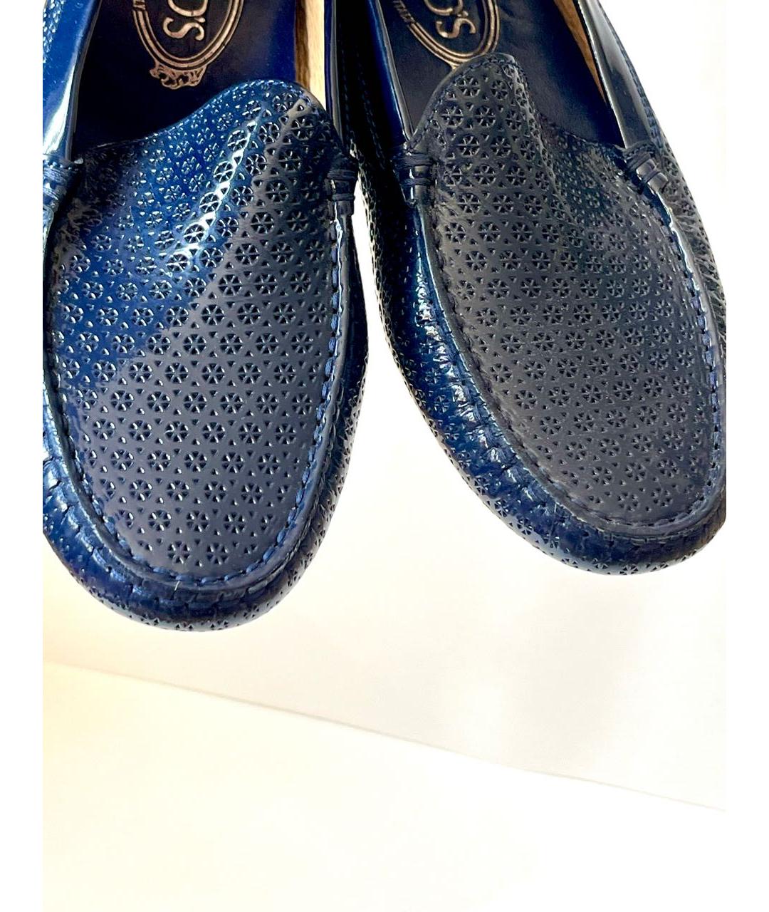 TOD'S Темно-синие кожаные мокасины, фото 5