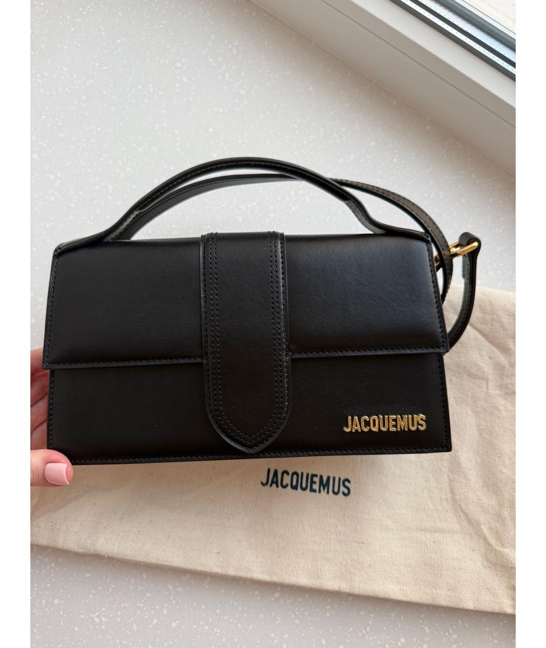 JACQUEMUS Черная кожаная сумка через плечо, фото 5