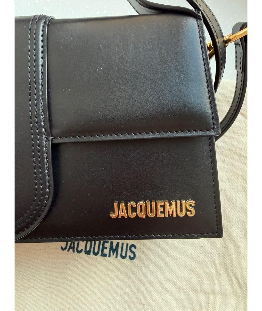 JACQUEMUS Черная кожаная сумка через плечо, фото 4