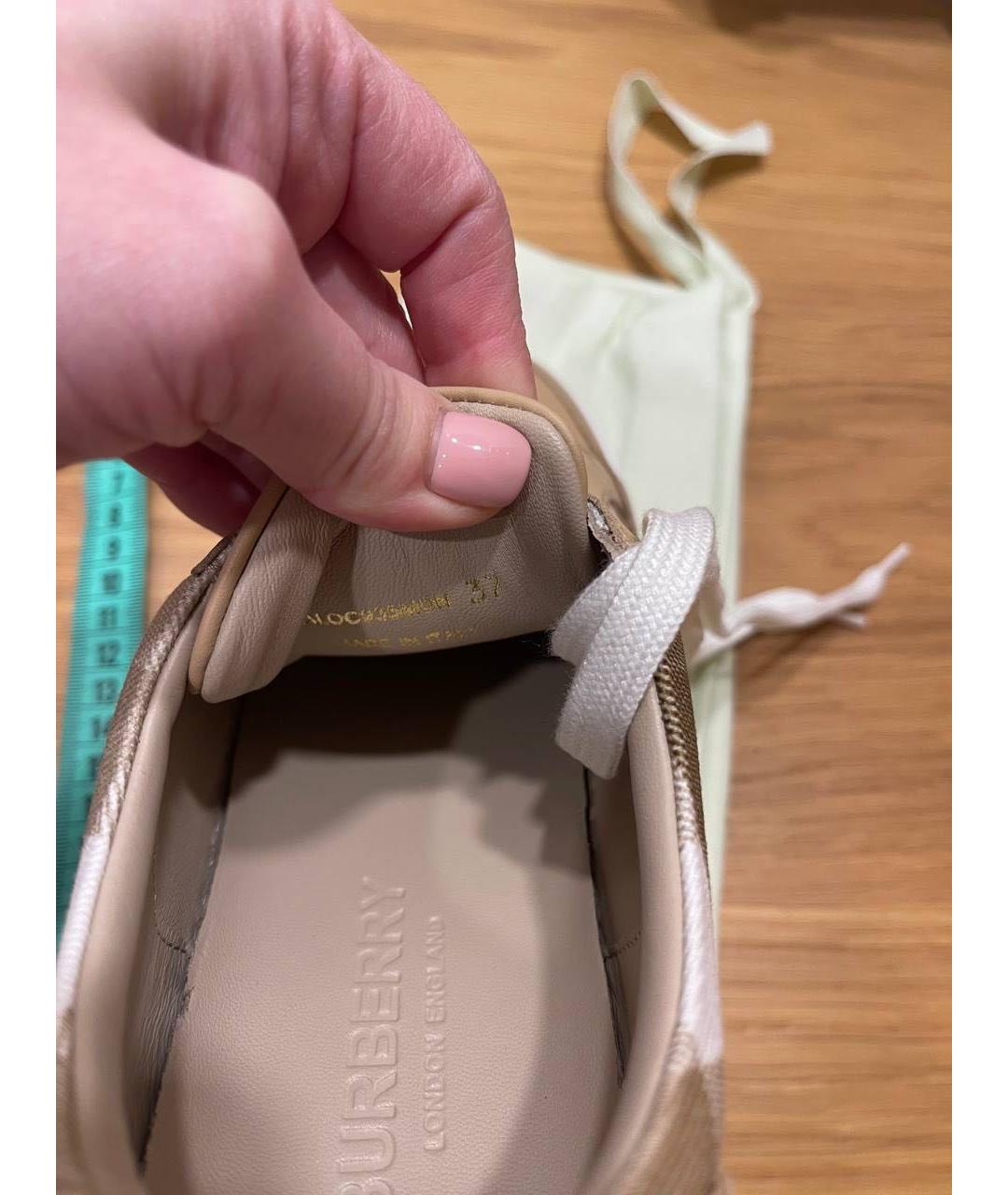 BURBERRY Бежевые кожаные кеды, фото 6