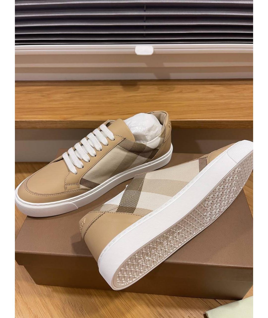 BURBERRY Бежевые кожаные кеды, фото 5