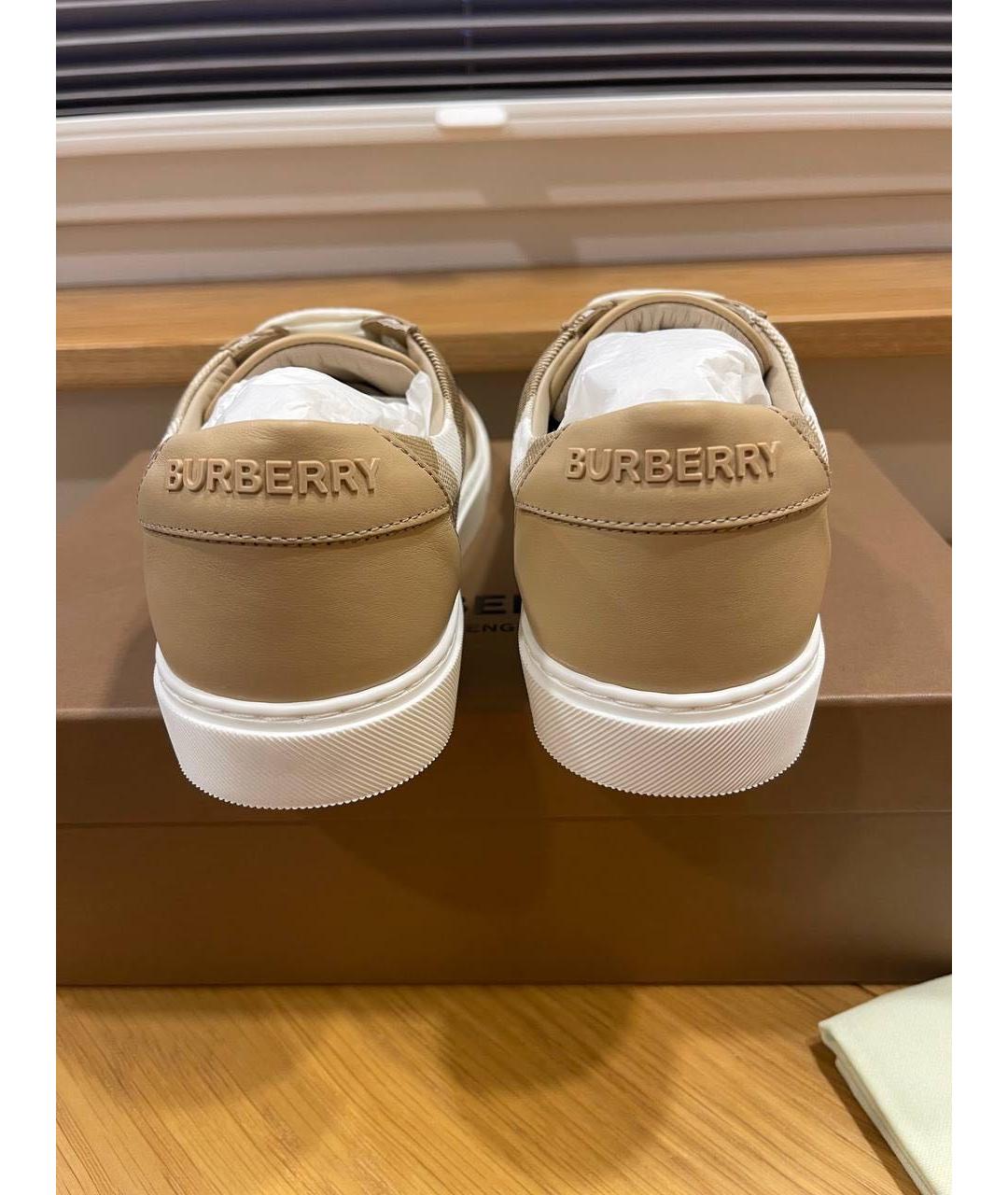 BURBERRY Бежевые кожаные кеды, фото 4