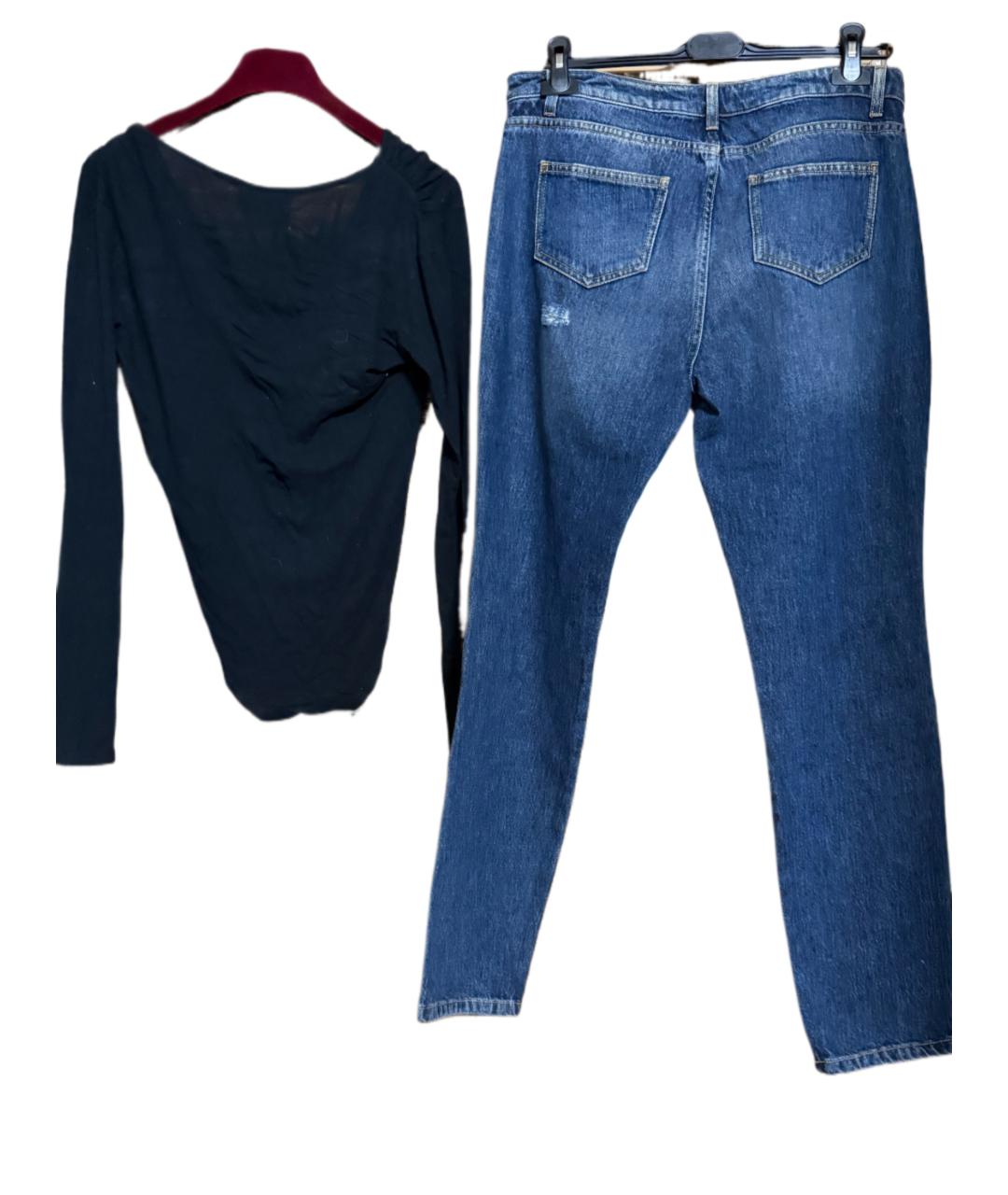 ERMANNO SCERVINO Синие хлопко-эластановые прямые джинсы, фото 2