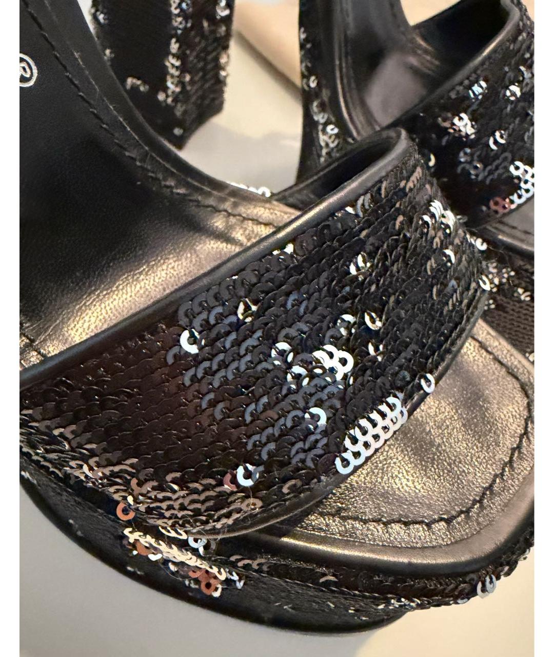 LOUIS VUITTON Черные кожаные босоножки, фото 5