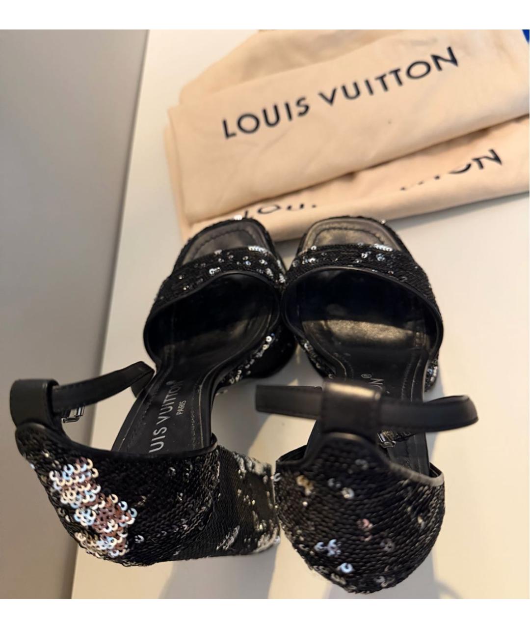 LOUIS VUITTON Черные кожаные босоножки, фото 2