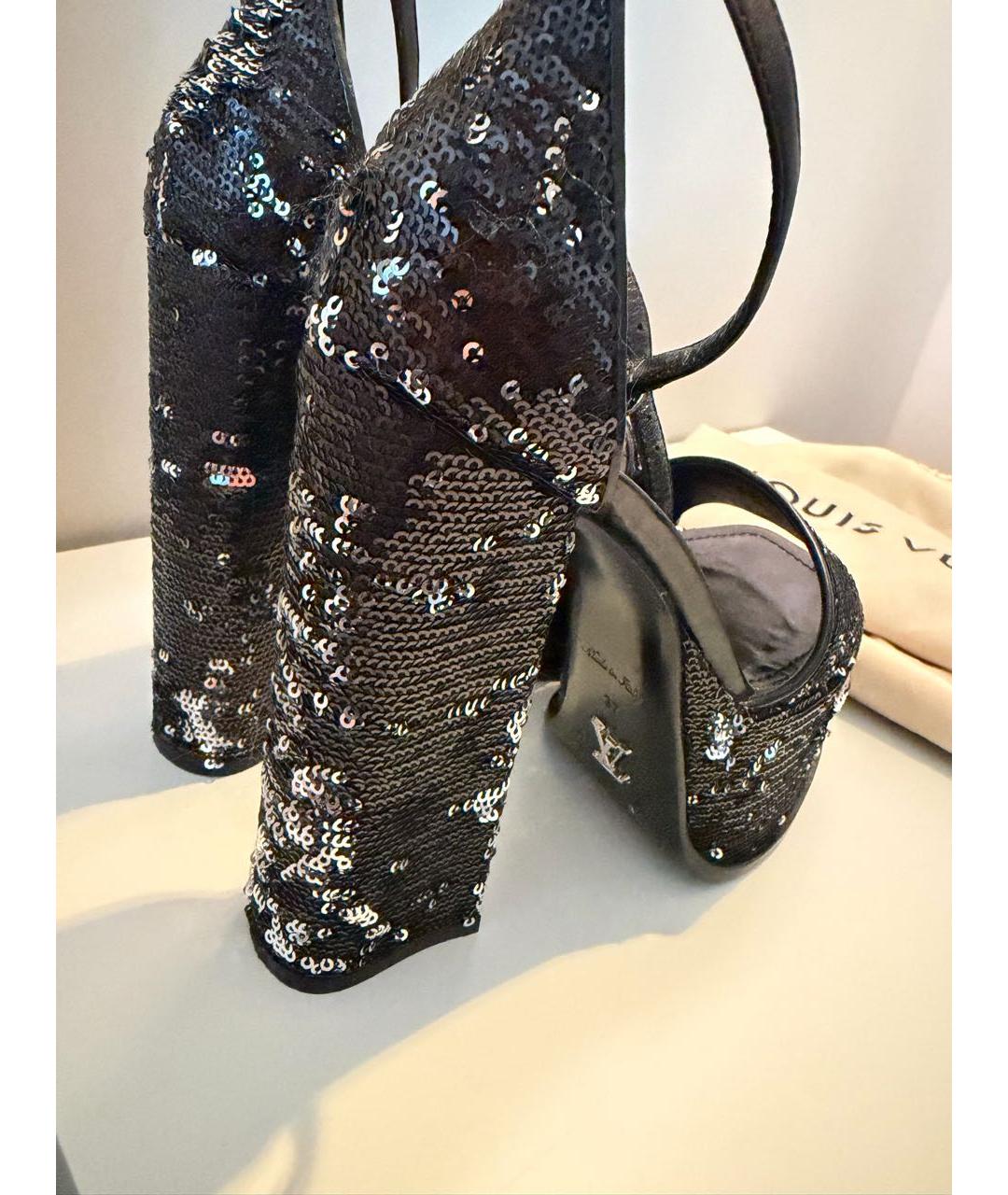 LOUIS VUITTON Черные кожаные босоножки, фото 3