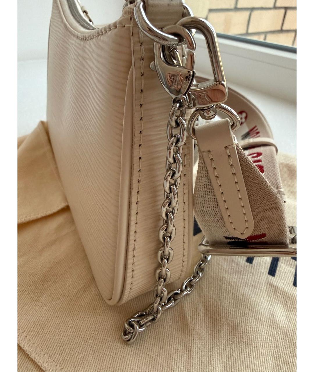 LOUIS VUITTON Бежевая кожаная сумка через плечо, фото 3