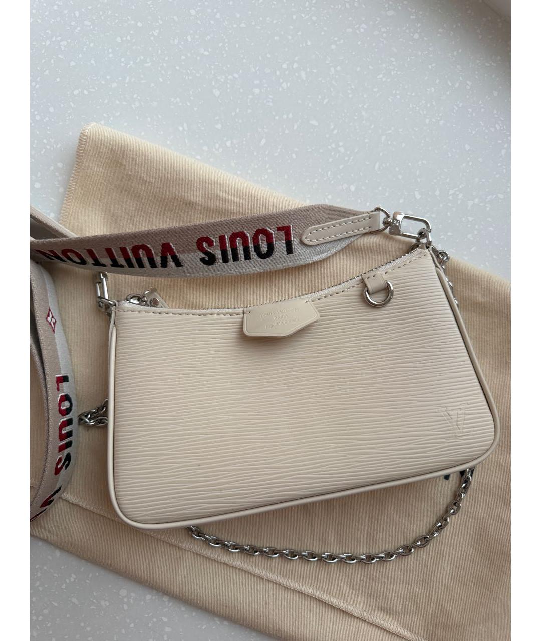LOUIS VUITTON Бежевая кожаная сумка через плечо, фото 5