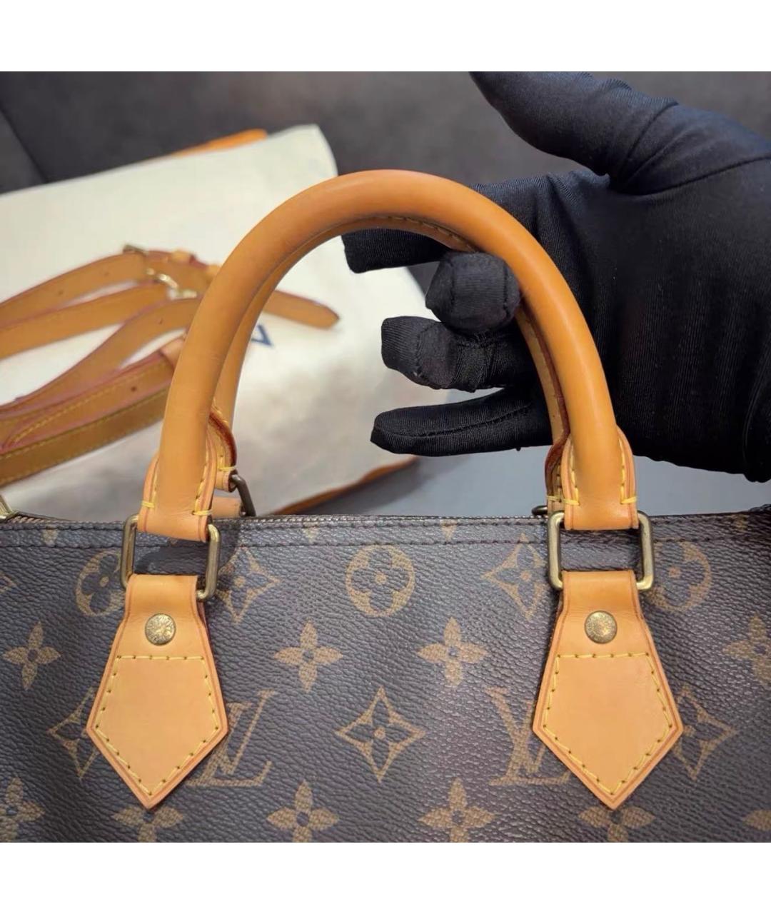 LOUIS VUITTON Коричневая сумка с короткими ручками из канвы, фото 2