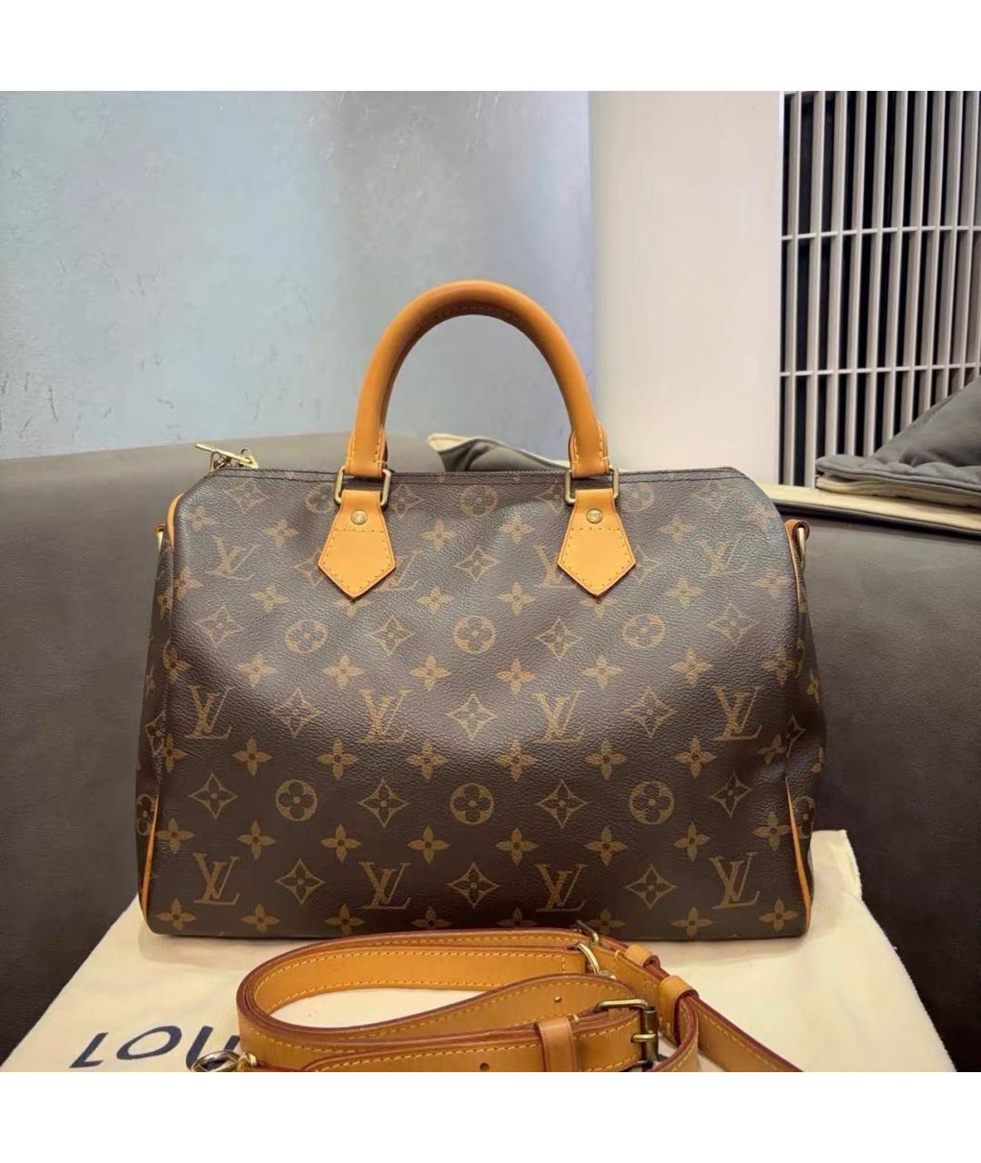 LOUIS VUITTON Коричневая сумка с короткими ручками из канвы, фото 9