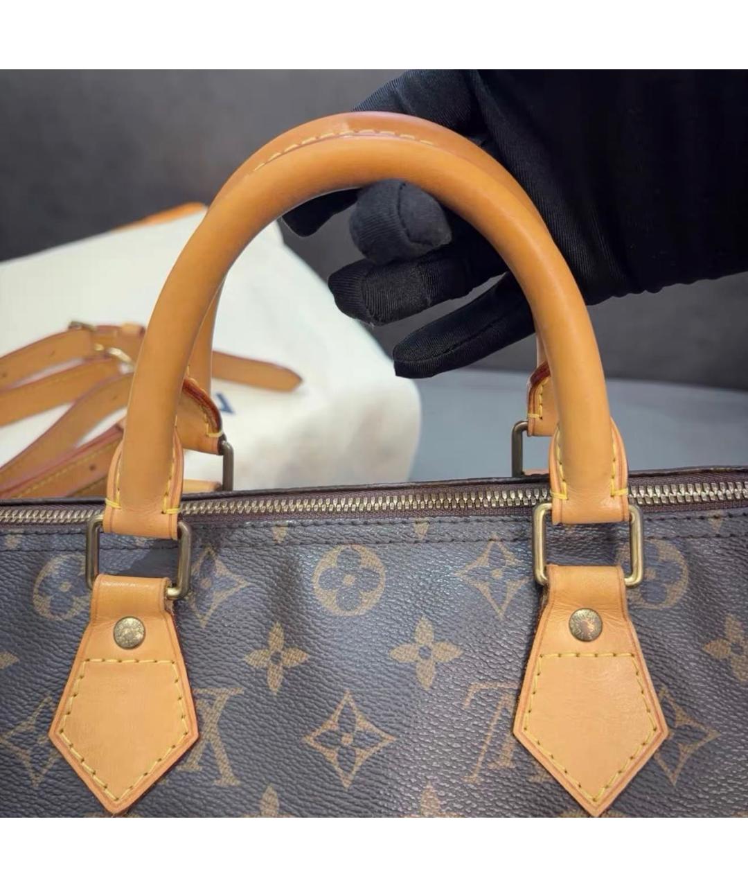 LOUIS VUITTON Коричневая сумка с короткими ручками из канвы, фото 6