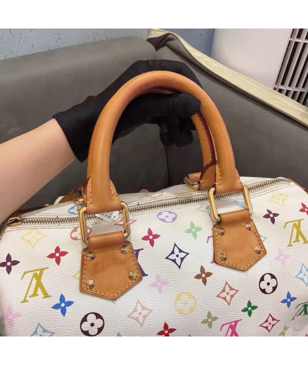 LOUIS VUITTON Белая кожаная сумка с короткими ручками, фото 5
