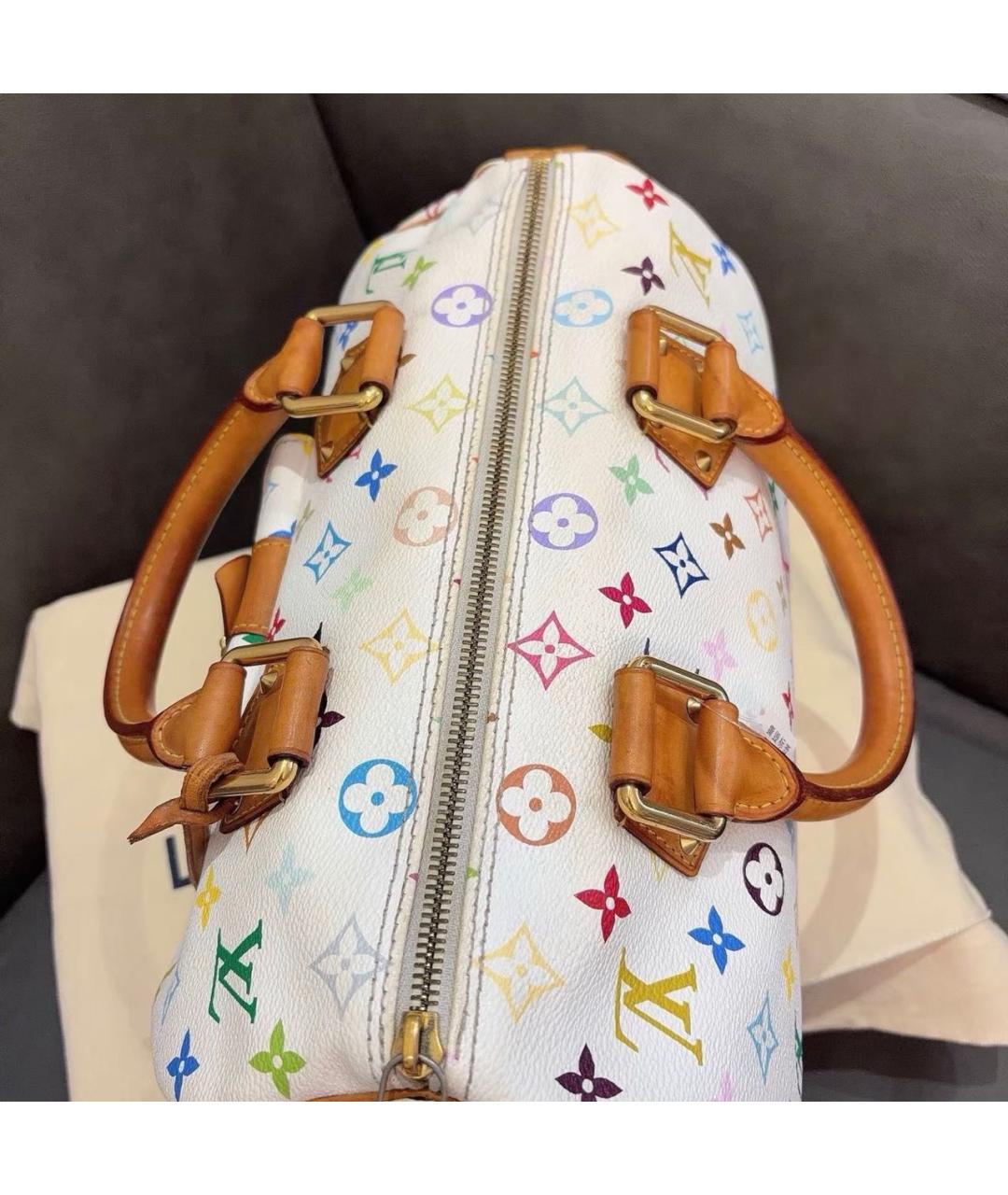 LOUIS VUITTON Белая кожаная сумка с короткими ручками, фото 6