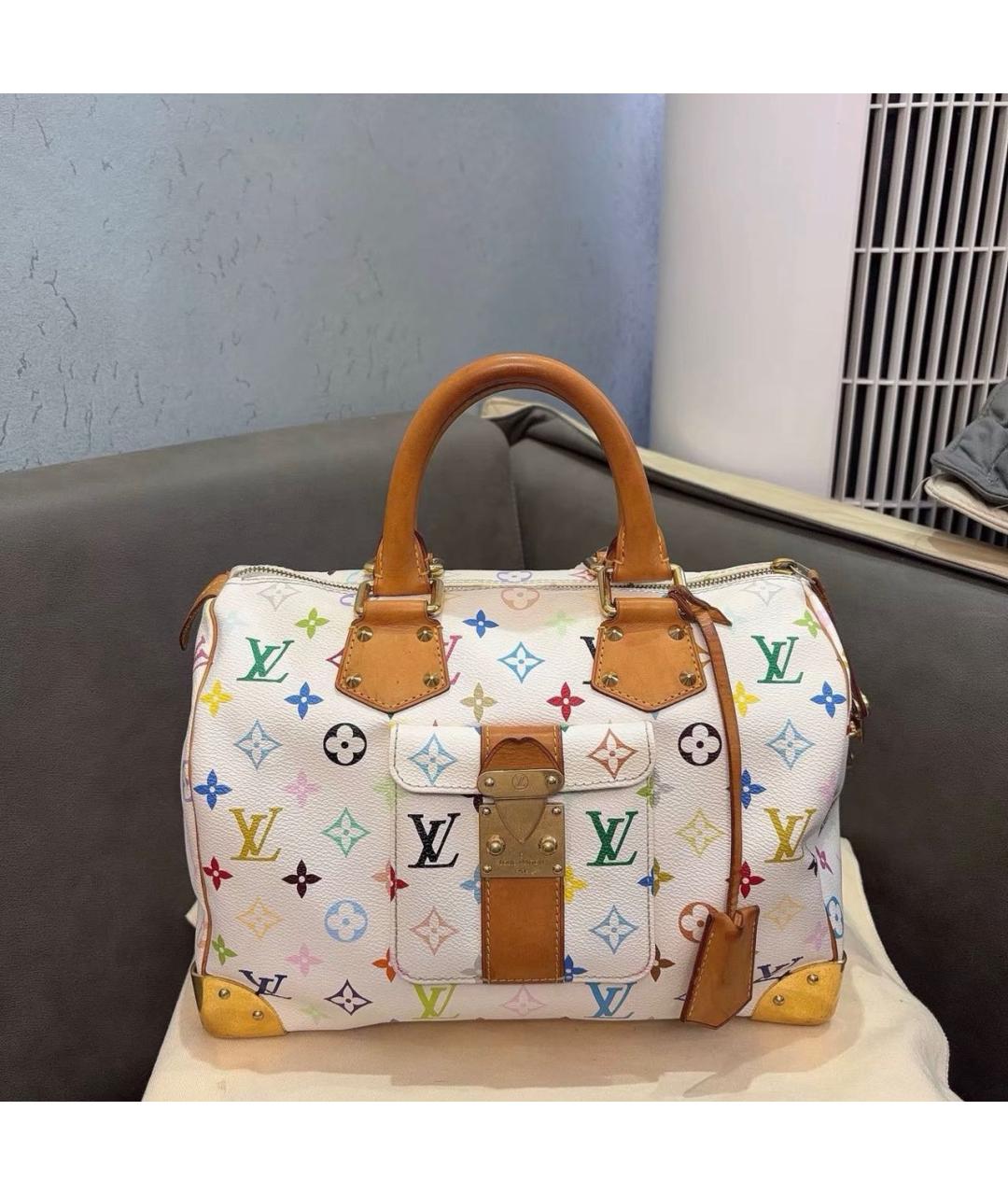 LOUIS VUITTON Белая кожаная сумка с короткими ручками, фото 8