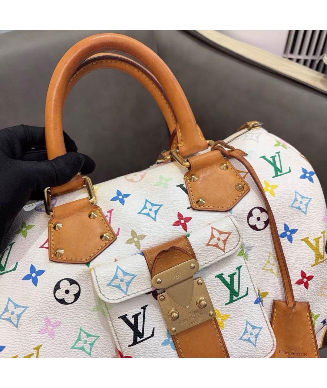 LOUIS VUITTON Белая кожаная сумка с короткими ручками, фото 4