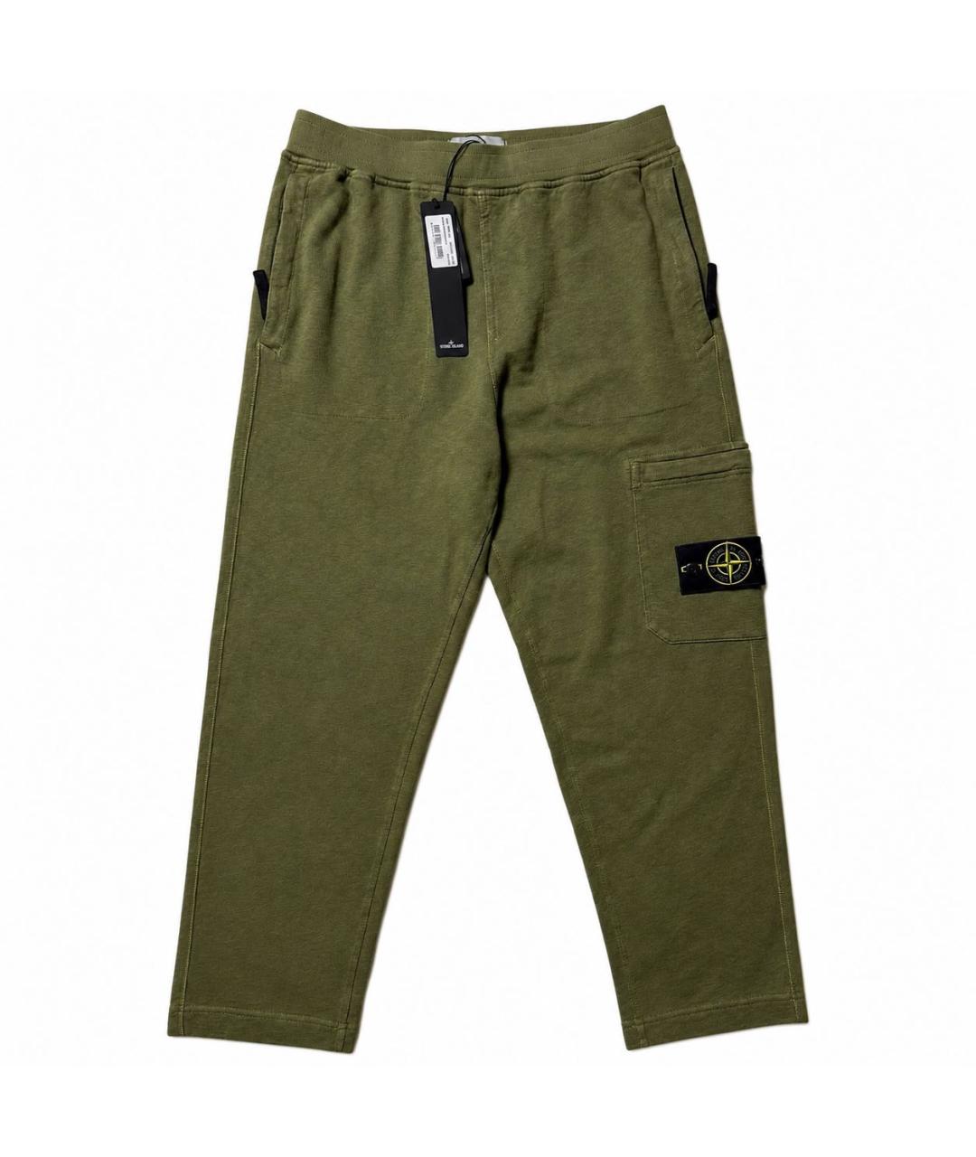 STONE ISLAND Зеленые хлопковые повседневные брюки, фото 1