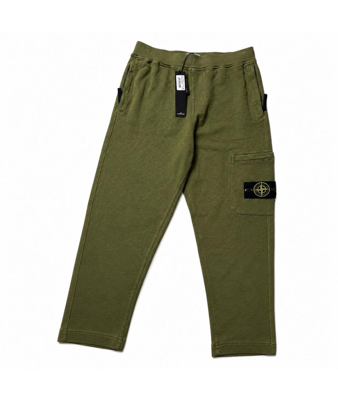 STONE ISLAND Зеленые хлопковые повседневные брюки, фото 2