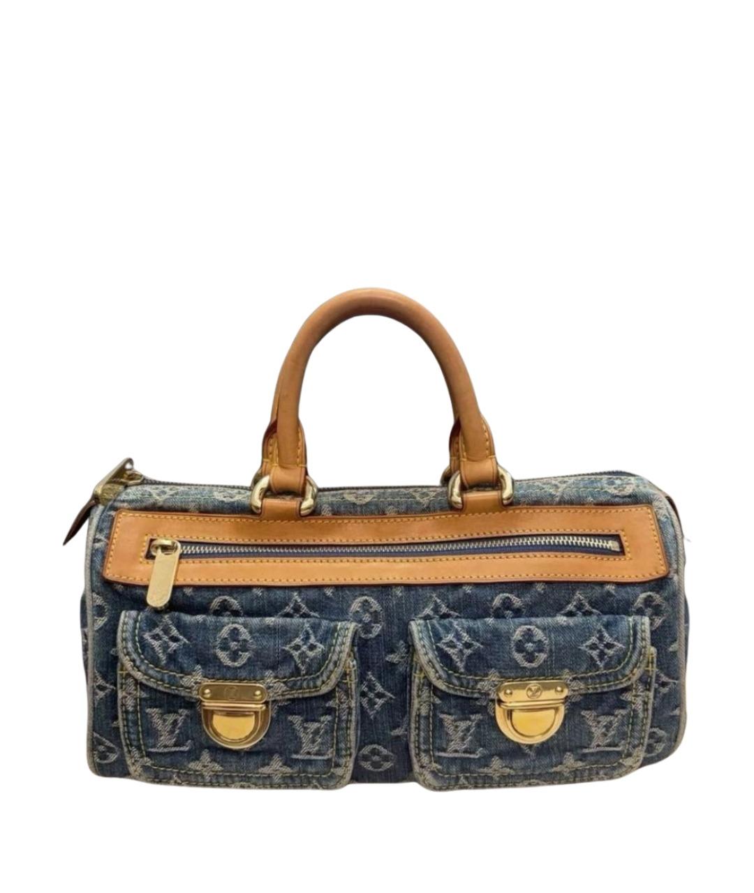 LOUIS VUITTON Голубая тканевая сумка с короткими ручками, фото 1