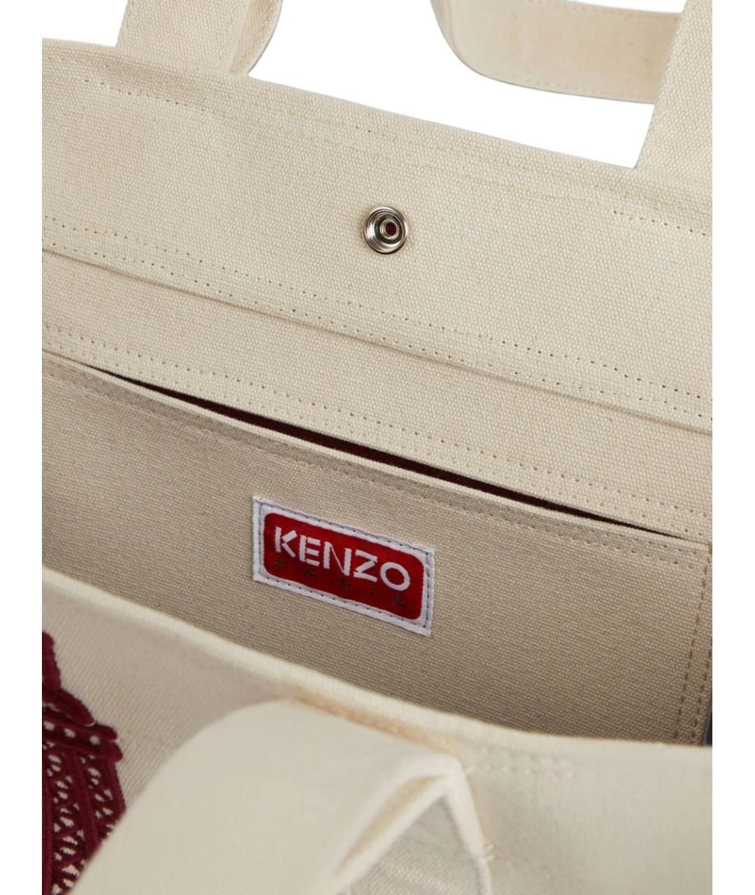 KENZO Белая хлопковая сумка тоут, фото 4