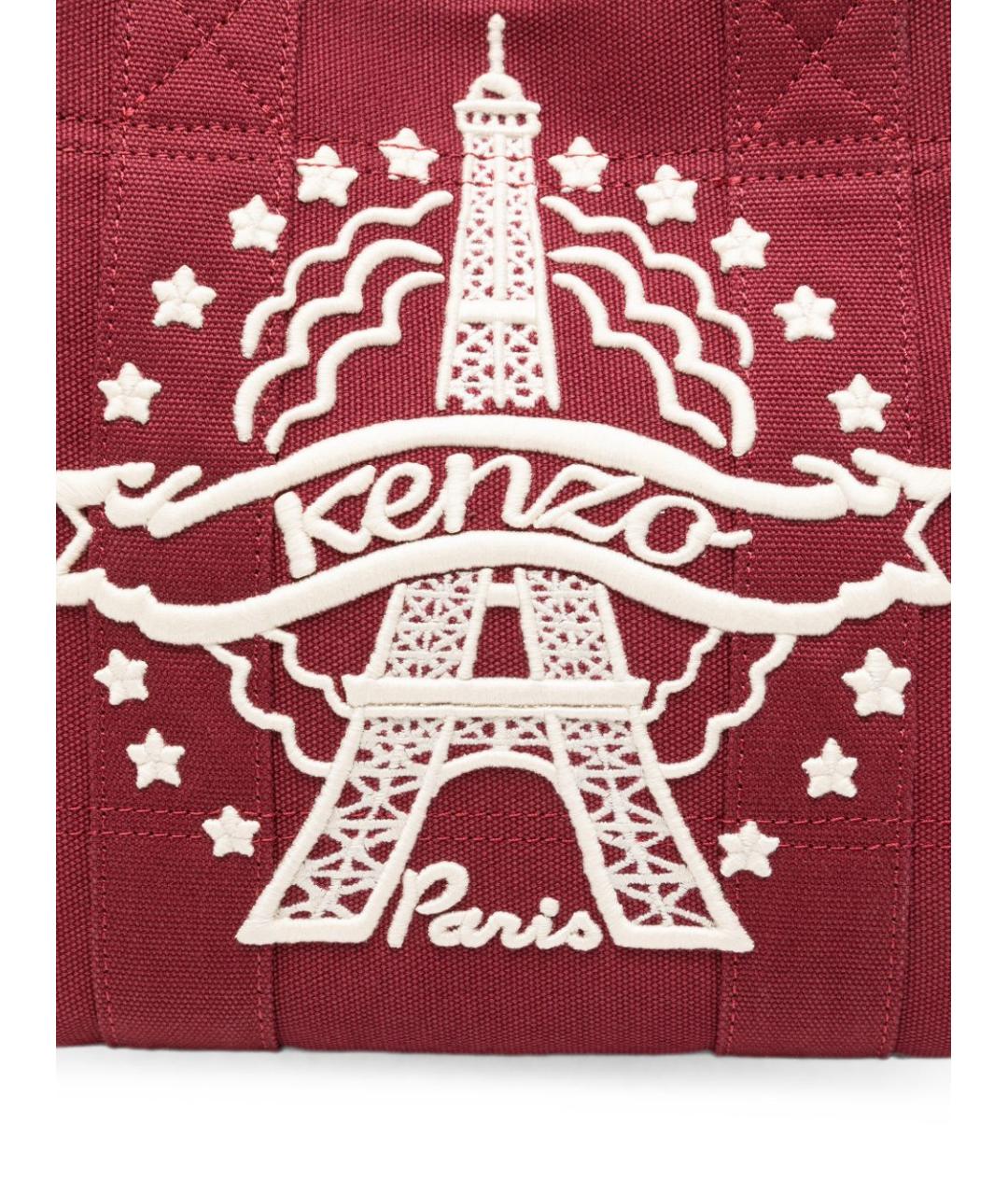 KENZO Бордовая хлопковая сумка тоут, фото 2