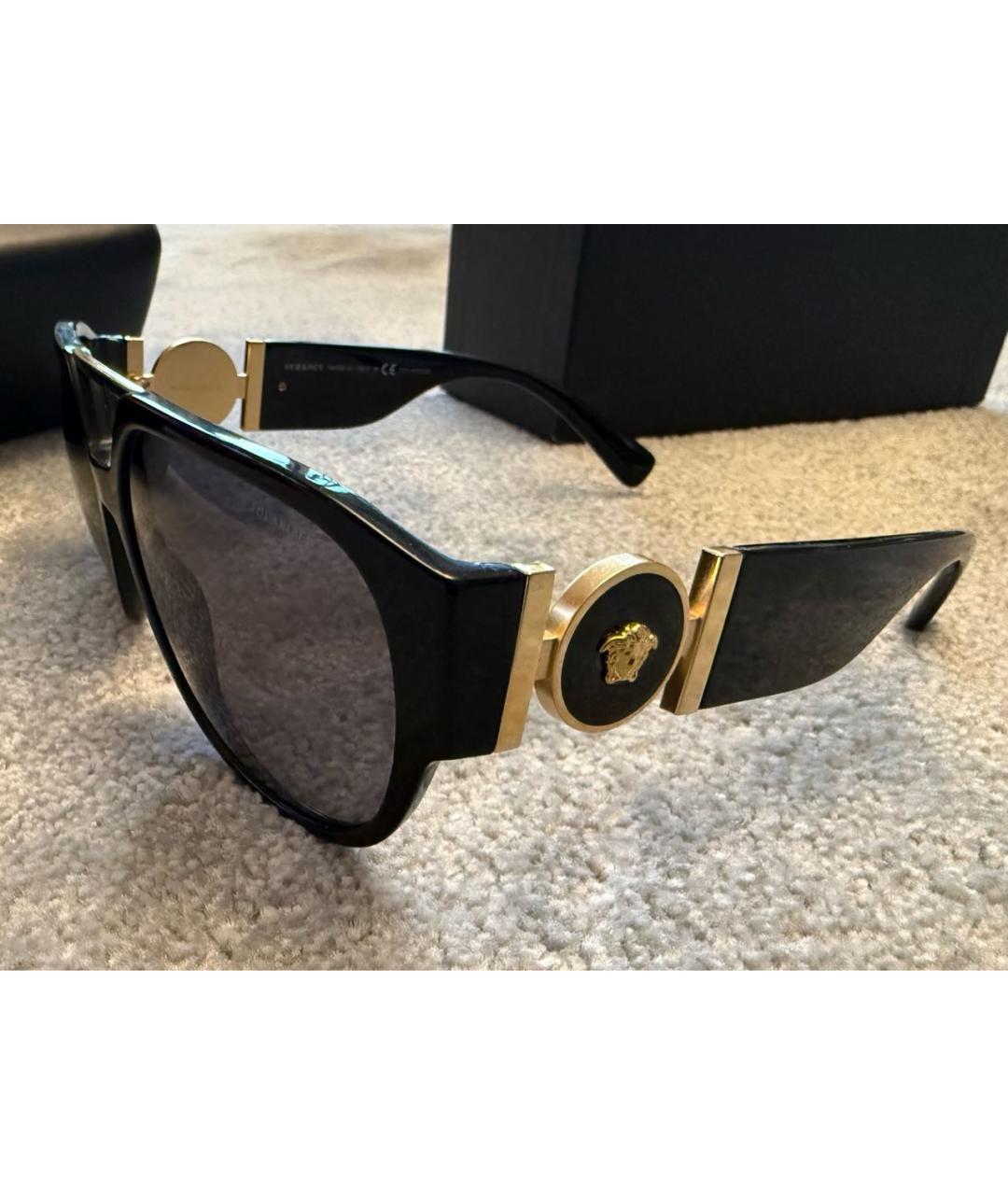 VERSACE Черные пластиковые солнцезащитные очки, фото 8