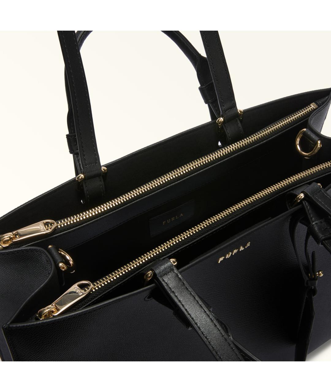 FURLA Черная кожаная сумка тоут, фото 3