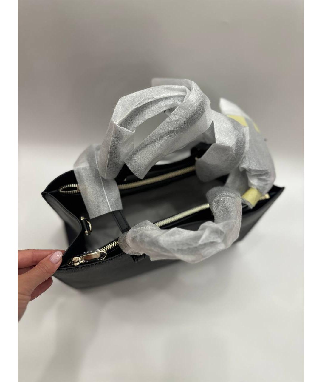 FURLA Черная кожаная сумка тоут, фото 6