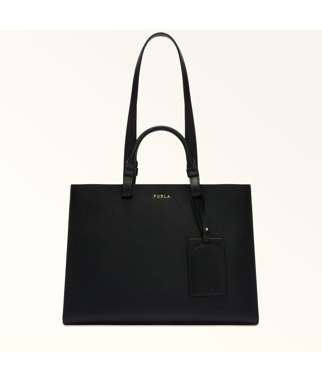 FURLA Черная кожаная сумка тоут, фото 10