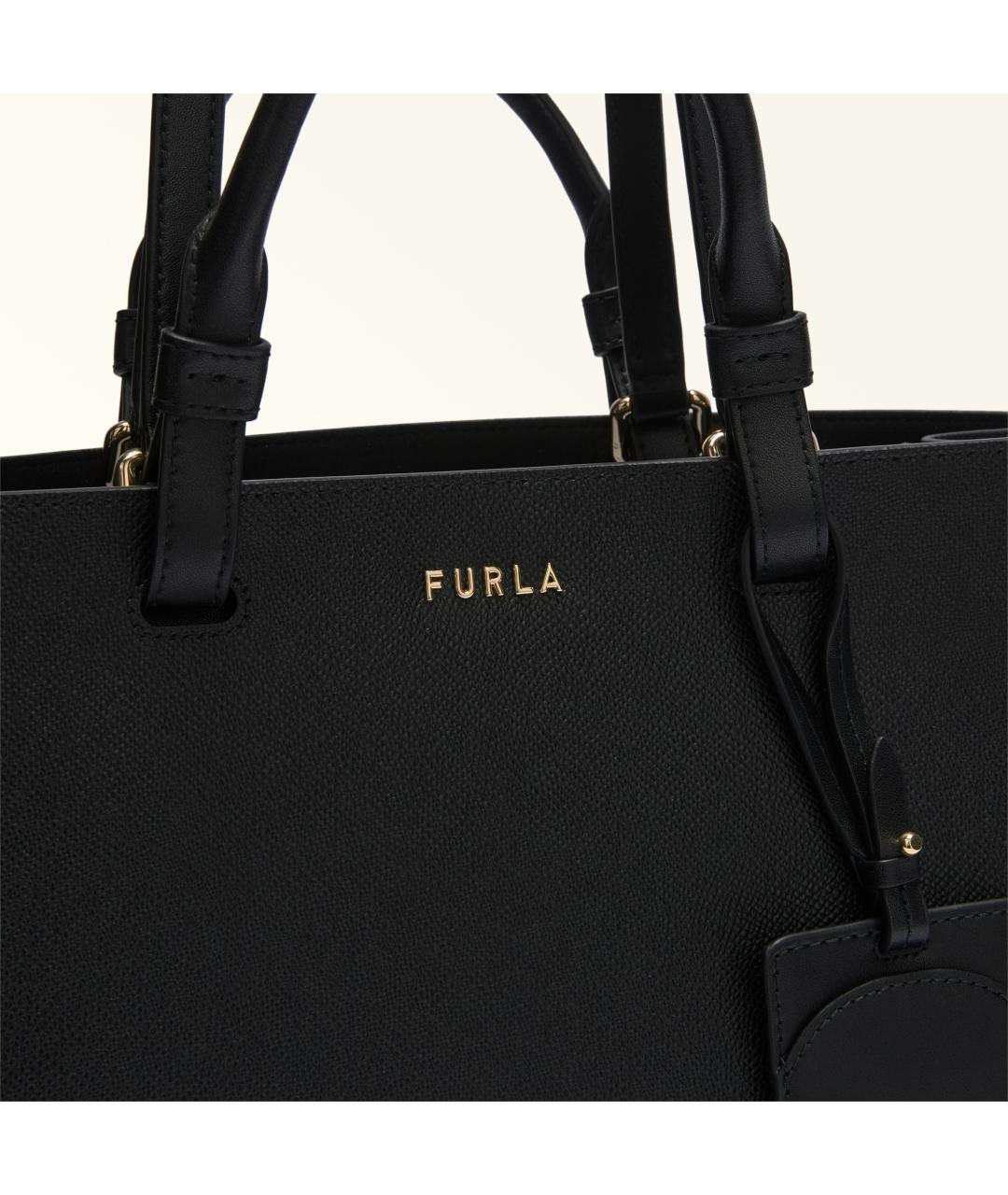 FURLA Черная кожаная сумка тоут, фото 4
